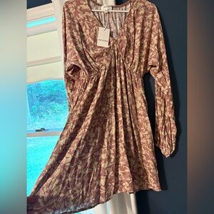 Heyson Floral Long Sleeve Dress - Pink and Cream